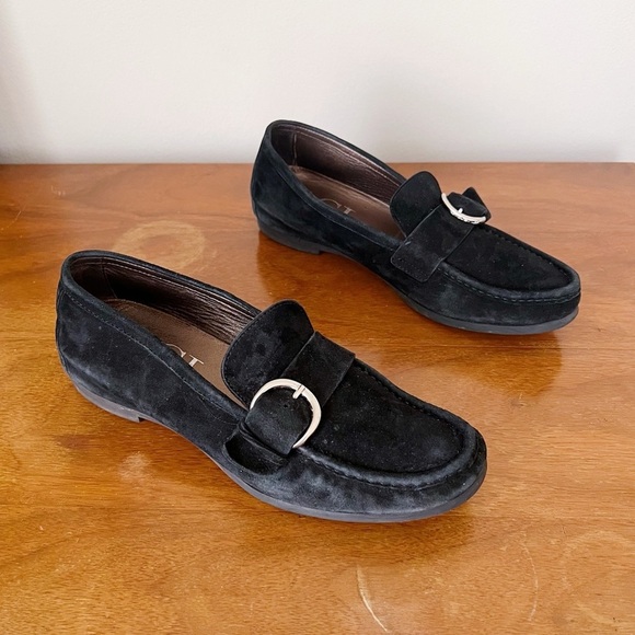 AGL • Buckle Flat loafer moccasin slip on black suede leather driving moc - Picture 13 of 13